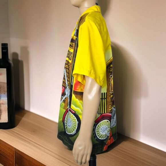 NWOT Y2K J/E/T (M/L) Biker Motorcycle Graphic Short Sleeve Button Up Shirt - Picture 5 of 6